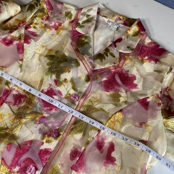 Button Front Watercolor Floral Jacket in a Silky Sheer Finish - Picture 5 of 7